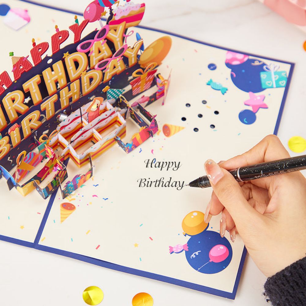 Lights Happy Birthday Pop Up Card Music Birthday Candles 3D Pop Up Greeting Card