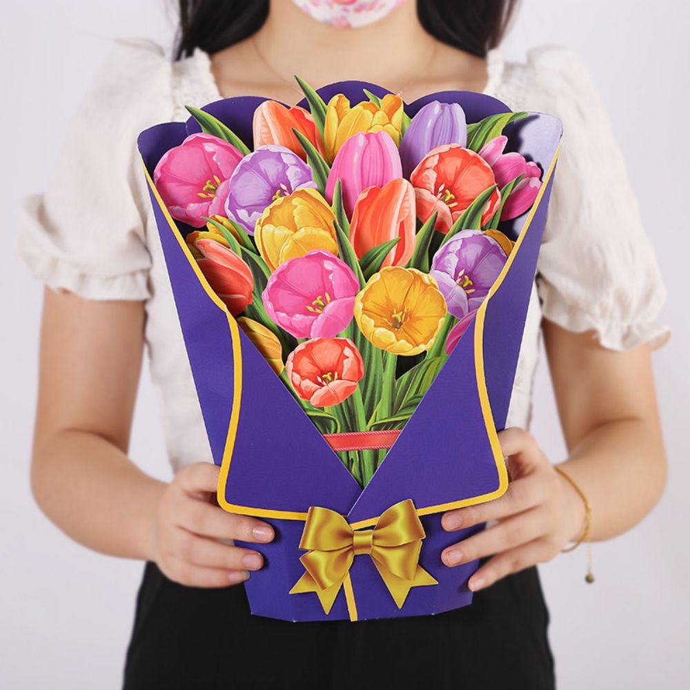 Tulip 3D Pop Up Greeting Card Flower Bouquet Pop Up Card