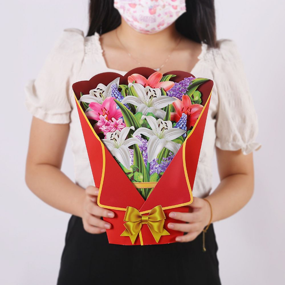 Lily 3D Pop Up Greeting Card Flower Bouquet Pop Up Card