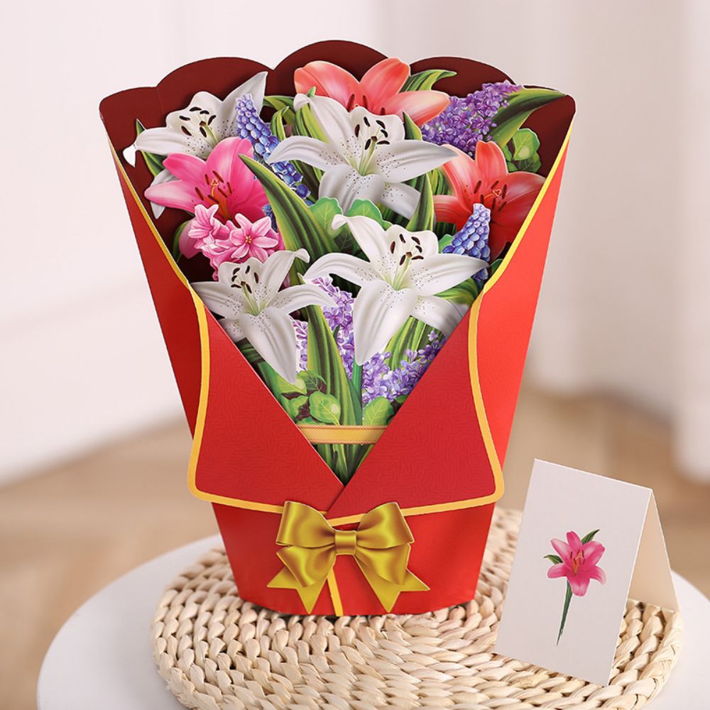 Lily 3D Pop Up Greeting Card Flower Bouquet Pop Up Card