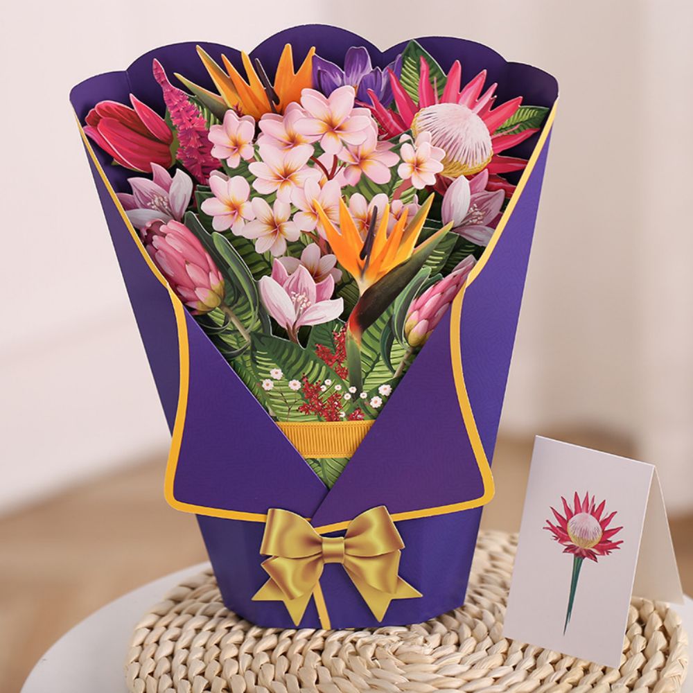 Heaven Bird 3D Pop Up Greeting Card Flower Bouquet Pop Up Card