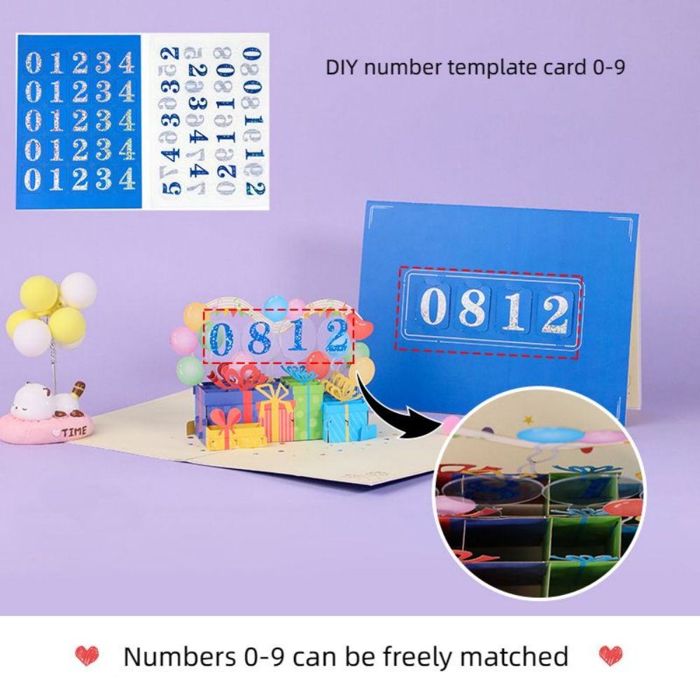 DIY Number Gift Box 3D Pop Up Greeting Card Birthday Gift Commemorative Gift