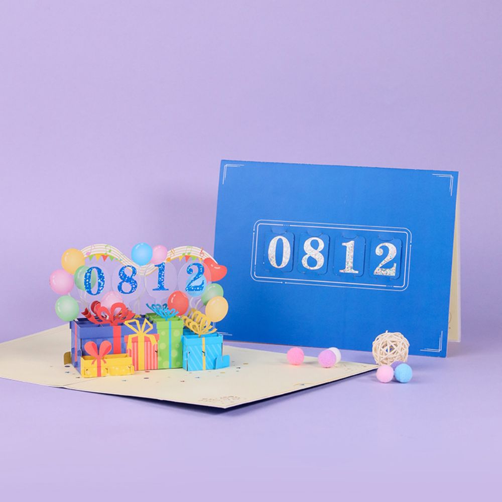 DIY Number Gift Box 3D Pop Up Greeting Card Birthday Gift Commemorative Gift