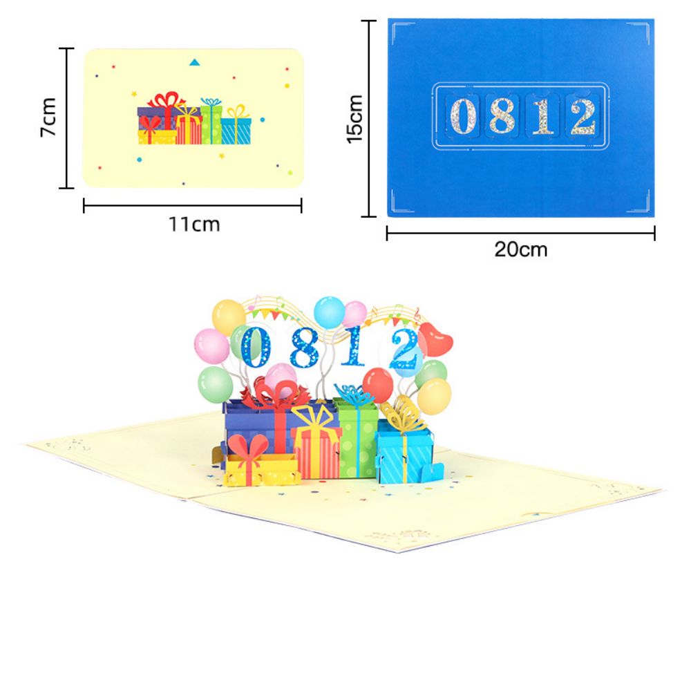 DIY Number Gift Box 3D Pop Up Greeting Card Birthday Gift Commemorative Gift