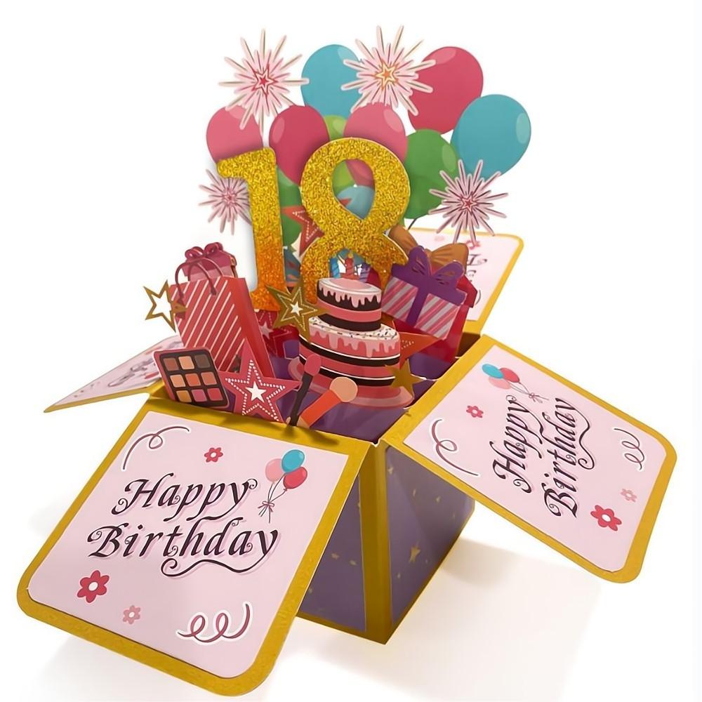 Birthday Pop Up Box Card 18th Birthday 3D Pop Up Greeting Card