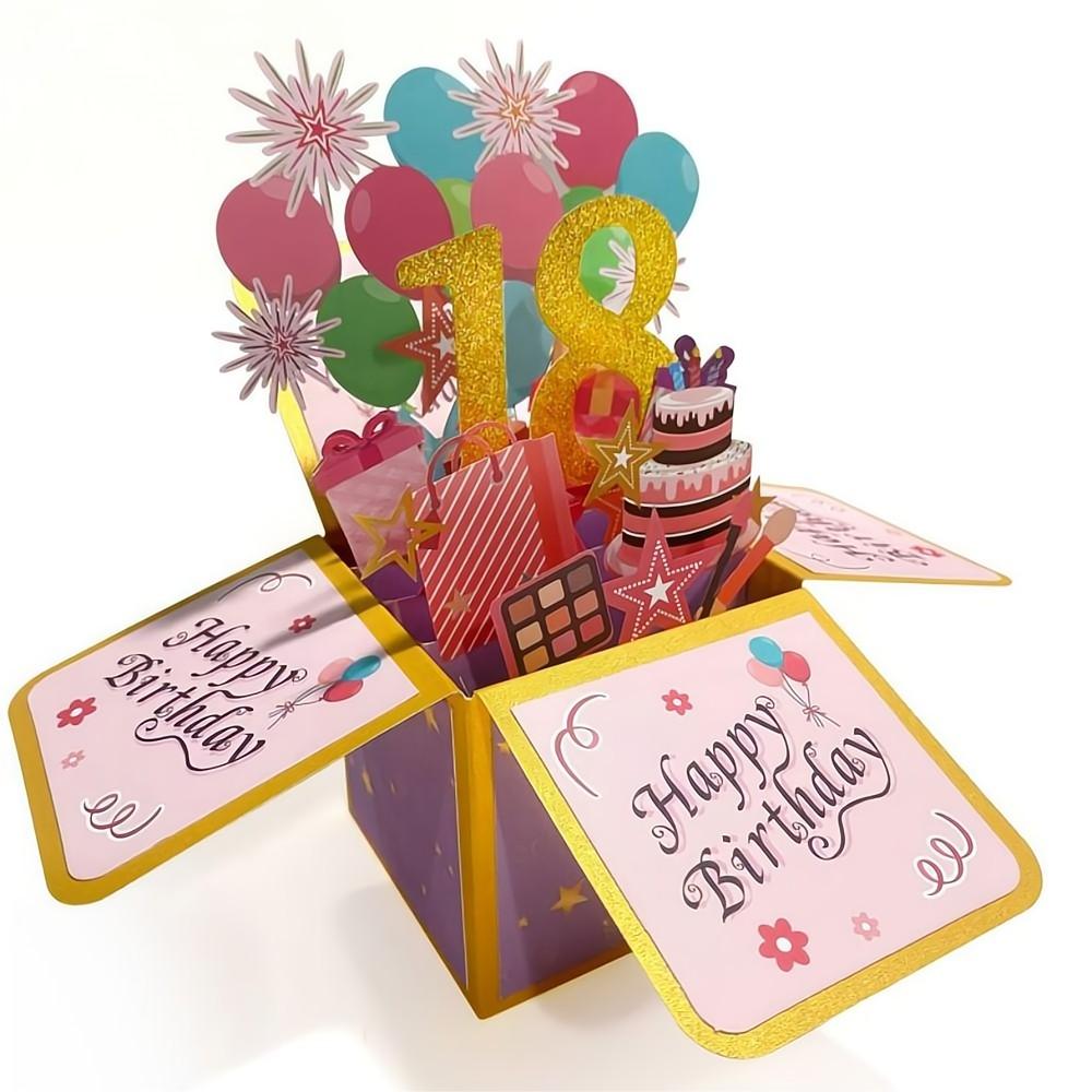 Birthday Pop Up Box Card 18th Birthday 3D Pop Up Greeting Card