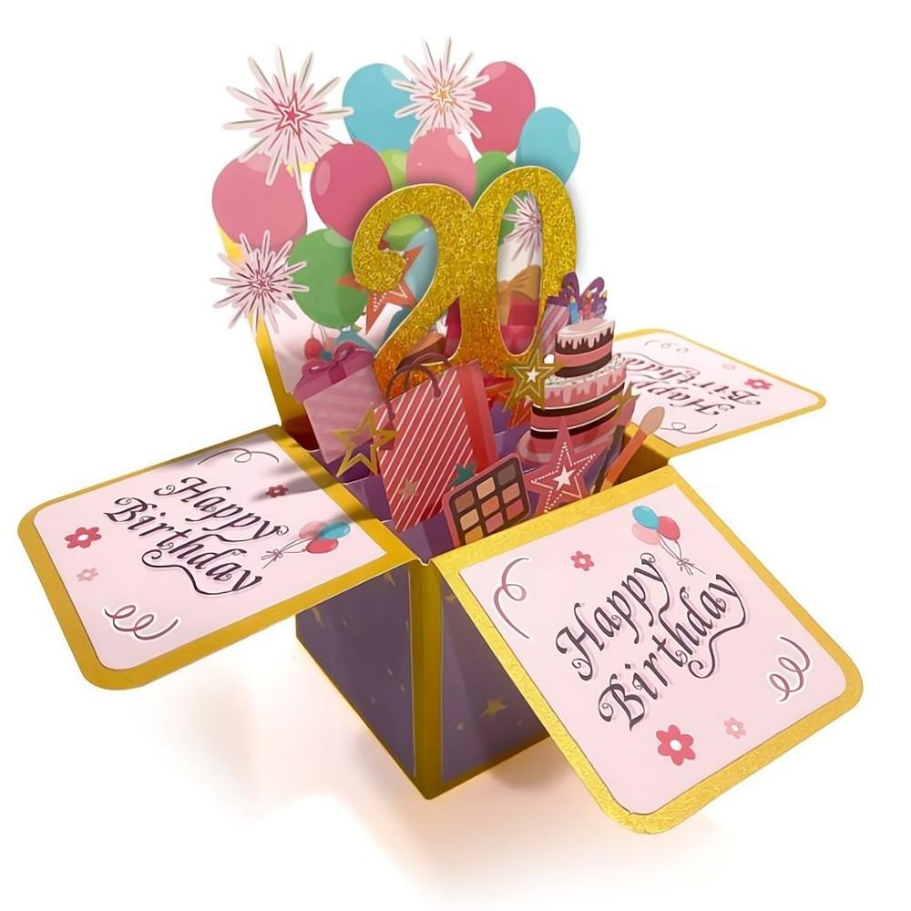 Birthday Pop Up Box Card 20th Birthday 3D Pop Up Greeting Card