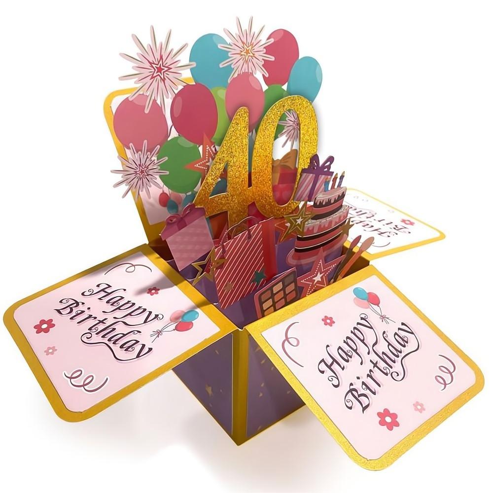 Birthday Pop Up Box Card 40th Birthday 3D Pop Up Greeting Card