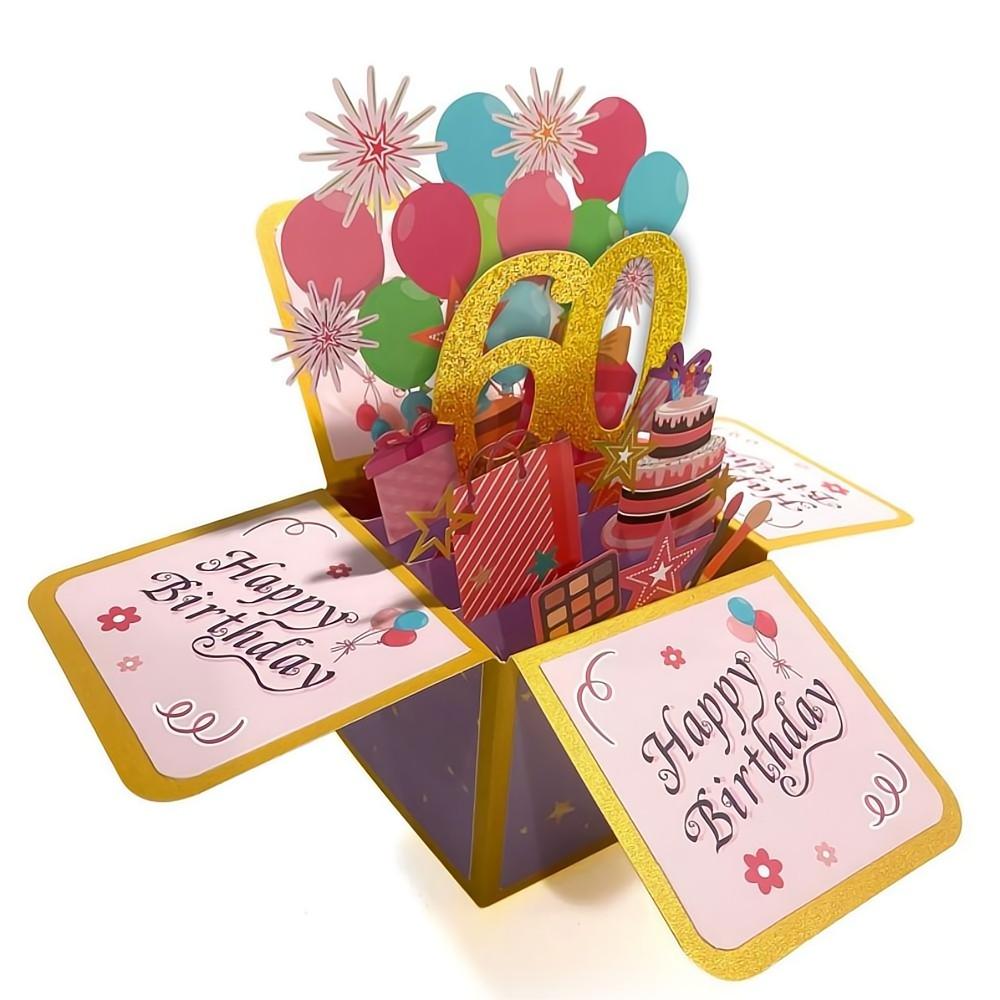 Birthday Pop Up Box Card 60th Birthday 3D Pop Up Greeting Card