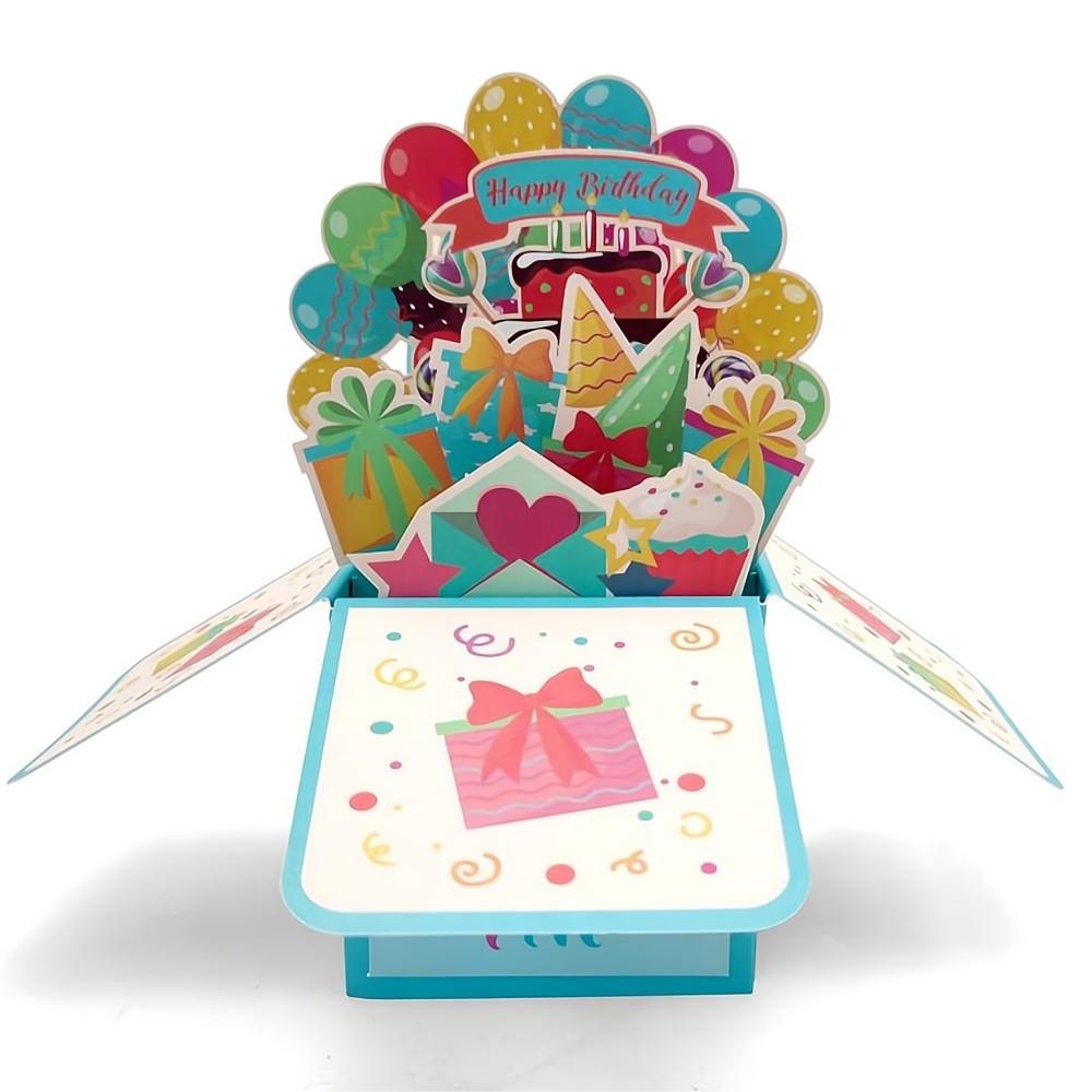 Birthday Pop Up Box Card Birthday Balloons 3D Pop Up Greeting Card