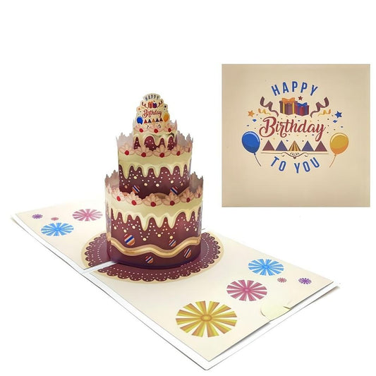 Birthday Pop Up Card Chocolate Cake 3D Pop Up Greeting Card