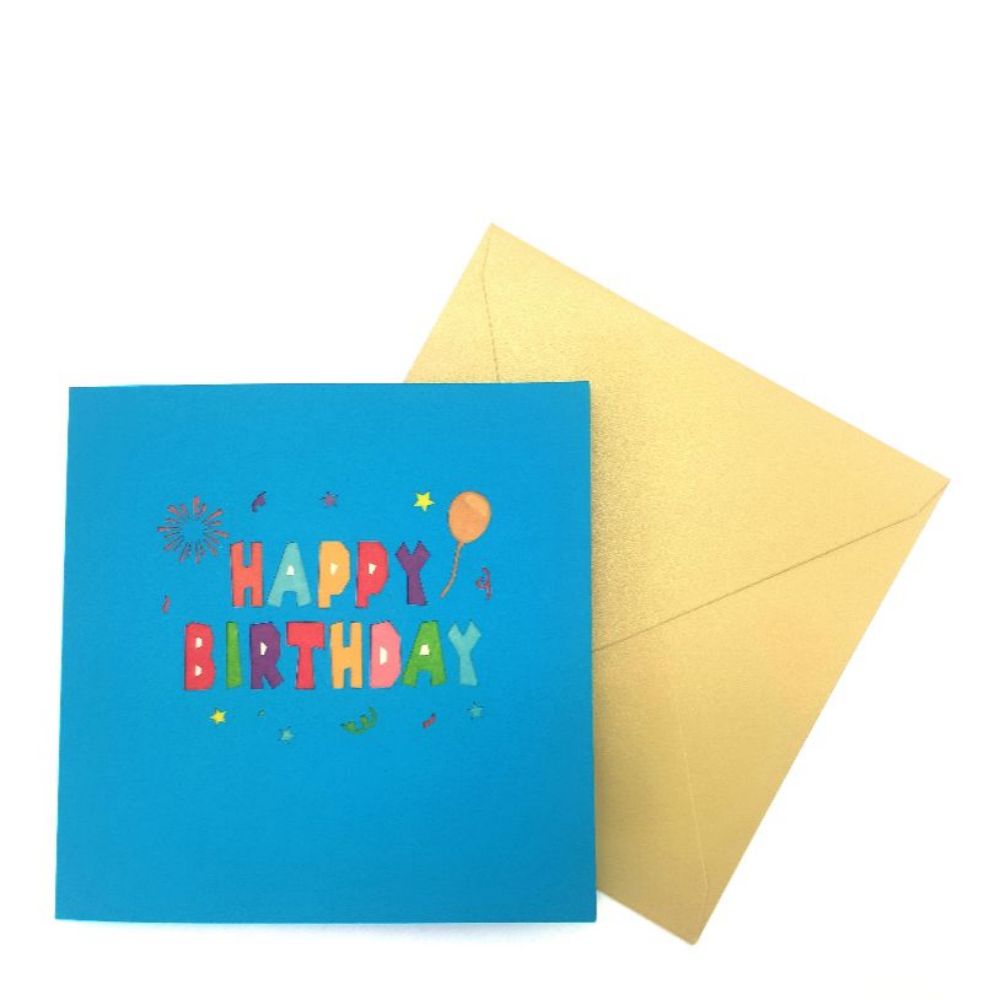 Happy Birthday Pop Up Card Balloon Fireworks 3D Pop Up Greeting Card