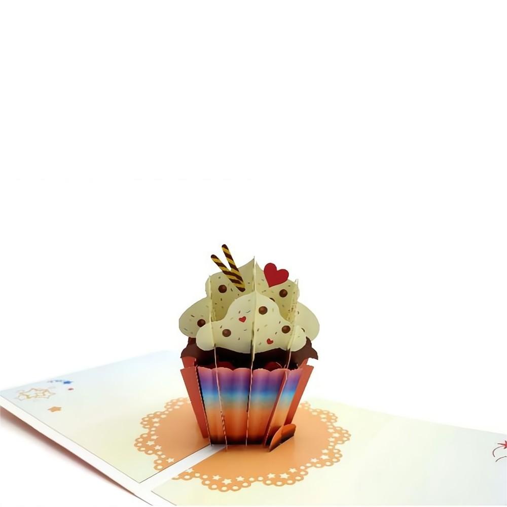 Happy Birthday Pop Up Card Cup Cake 3D Pop Up Greeting Card