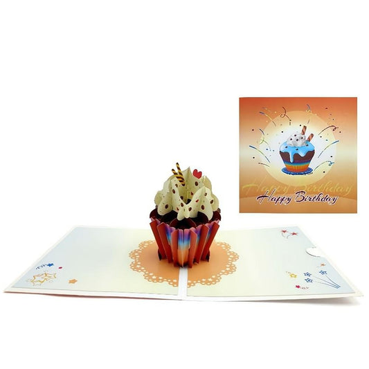 Happy Birthday Pop Up Card Cup Cake 3D Pop Up Greeting Card