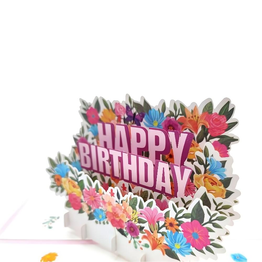 Happy Birthday Pop Up Card Flowers 3D Pop Up Greeting Card