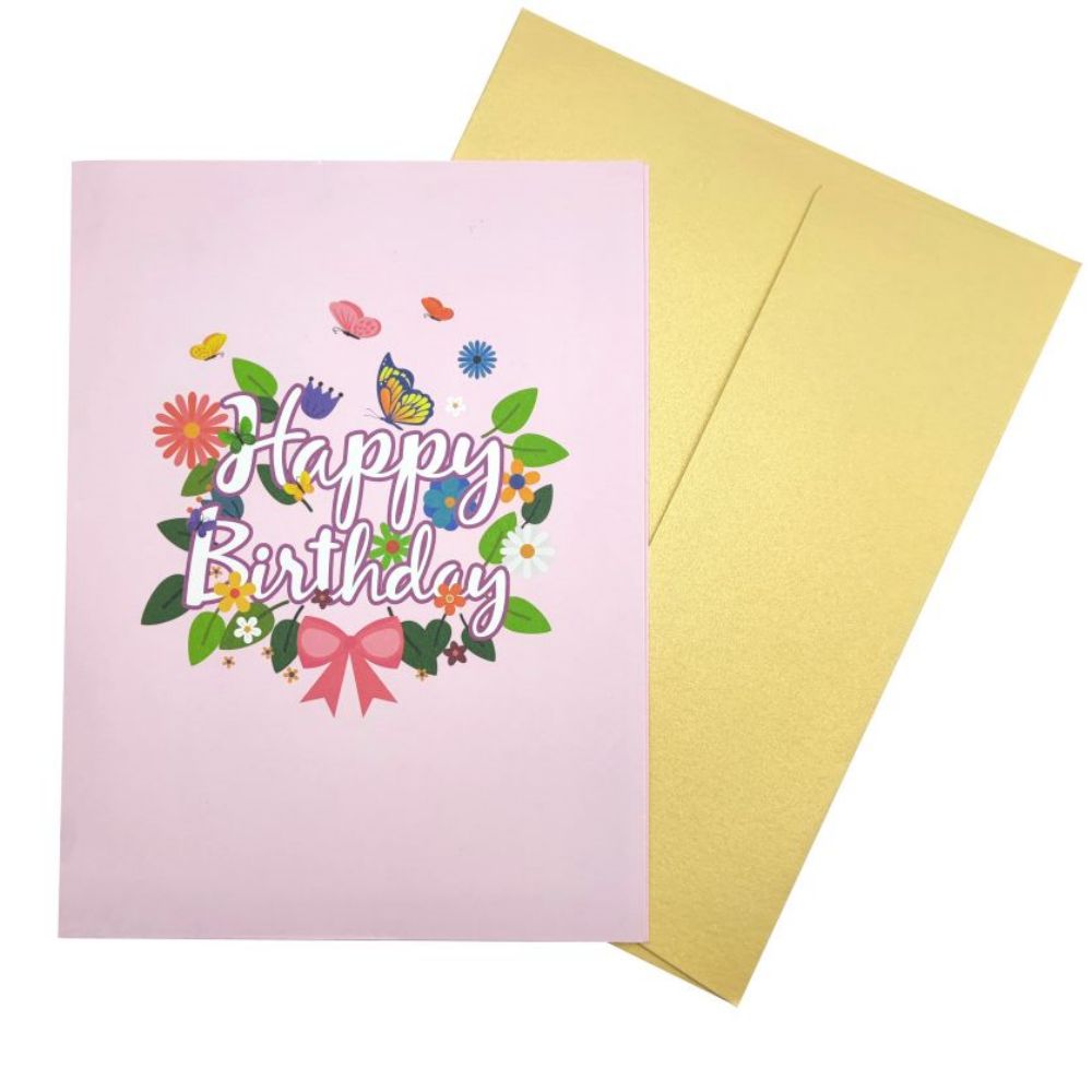 Happy Birthday Pop Up Card Flowers 3D Pop Up Greeting Card