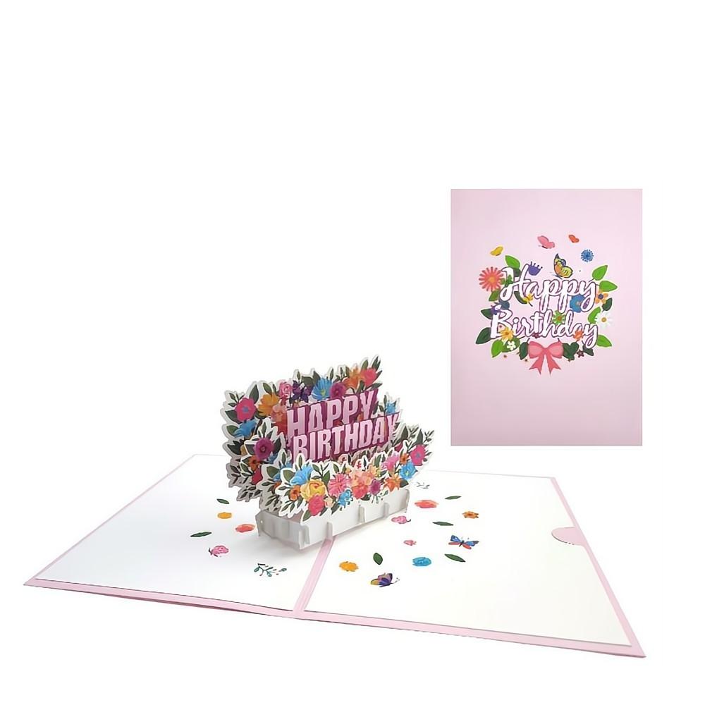 Happy Birthday Pop Up Card Flowers 3D Pop Up Greeting Card