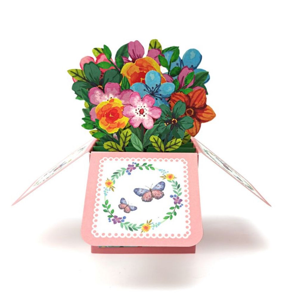 Colored Flowers Pop Up Box Card Flower 3D Pop Up Greeting Card