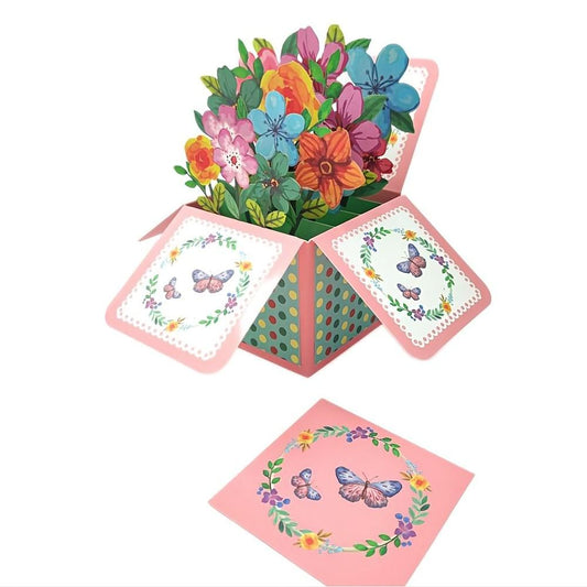 Colored Flowers Pop Up Box Card Flower 3D Pop Up Greeting Card