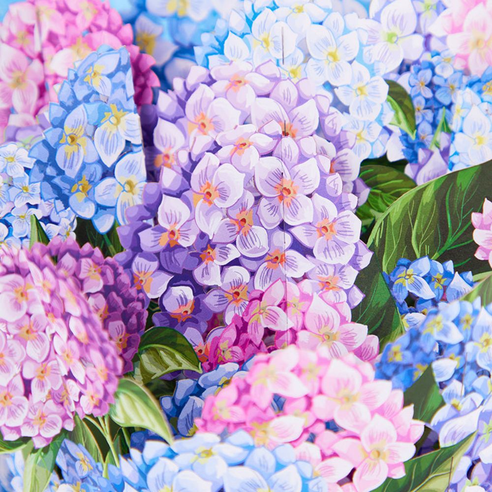 Nantucket Hydrangeas Flower Bouquet Pop Up Card Flower 3D Pop Up Greeting Card