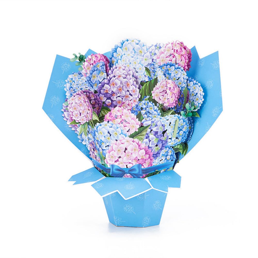 Nantucket Hydrangeas Flower Bouquet Pop Up Card Flower 3D Pop Up Greeting Card