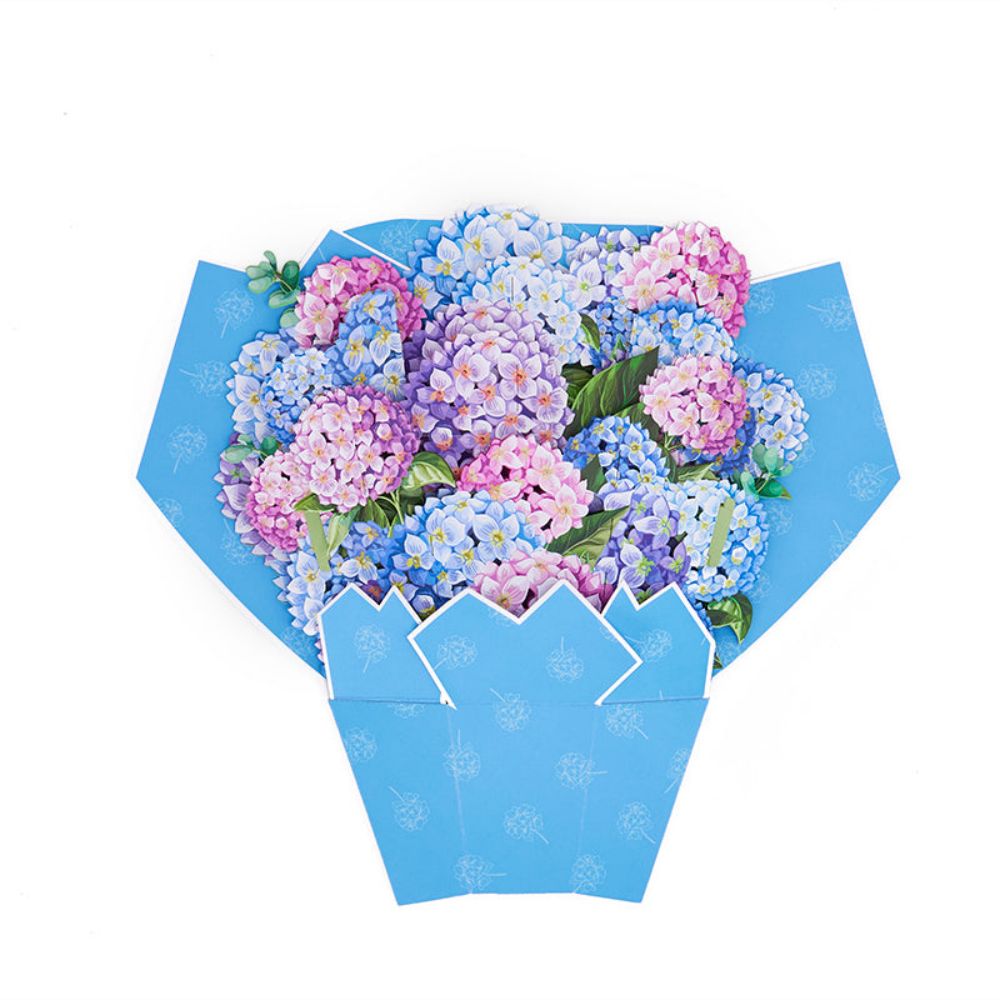 Nantucket Hydrangeas Flower Bouquet Pop Up Card Flower 3D Pop Up Greeting Card