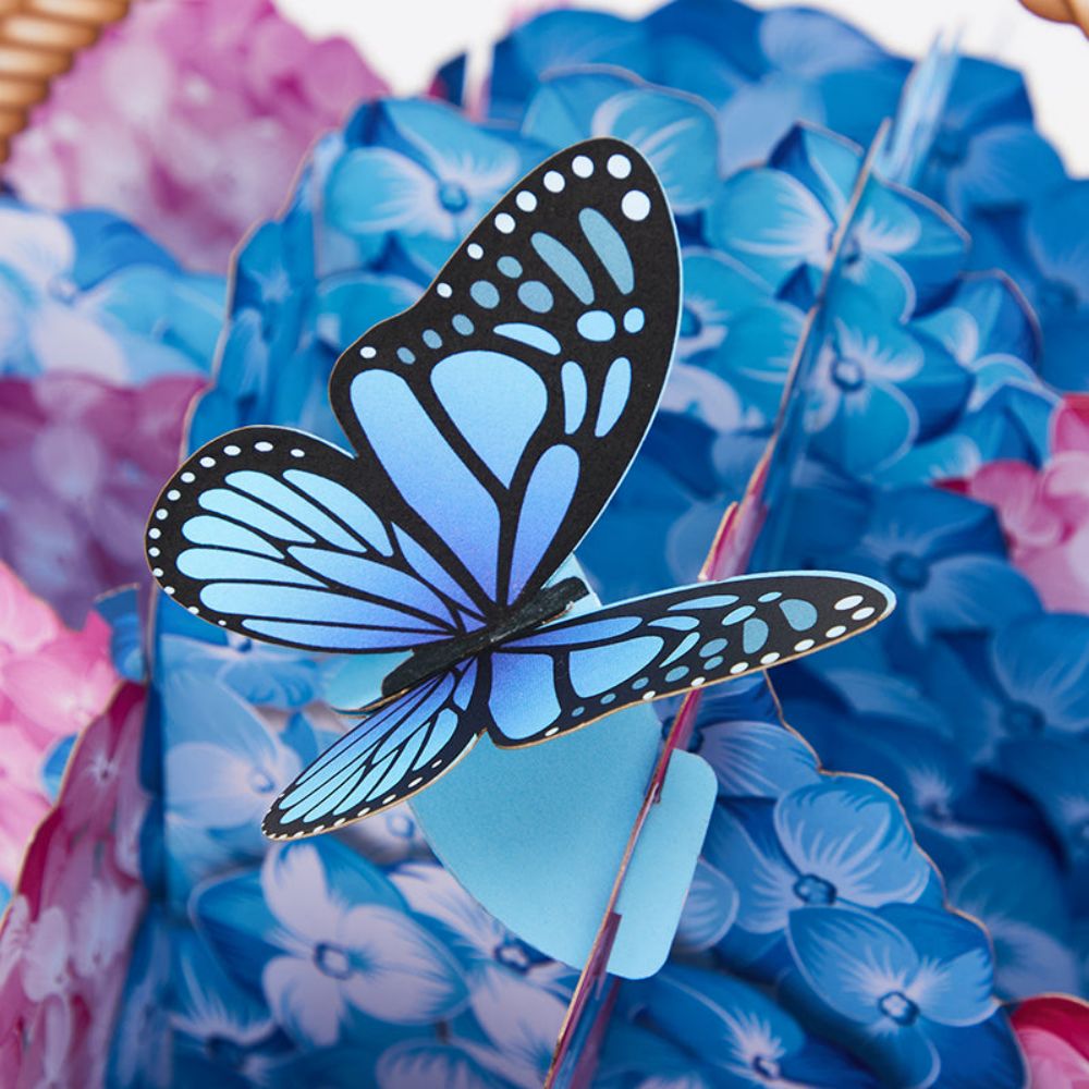 Nantucket Hydrangeas Flower Basket Pop Up Card Flower 3D Pop Up Greeting Card