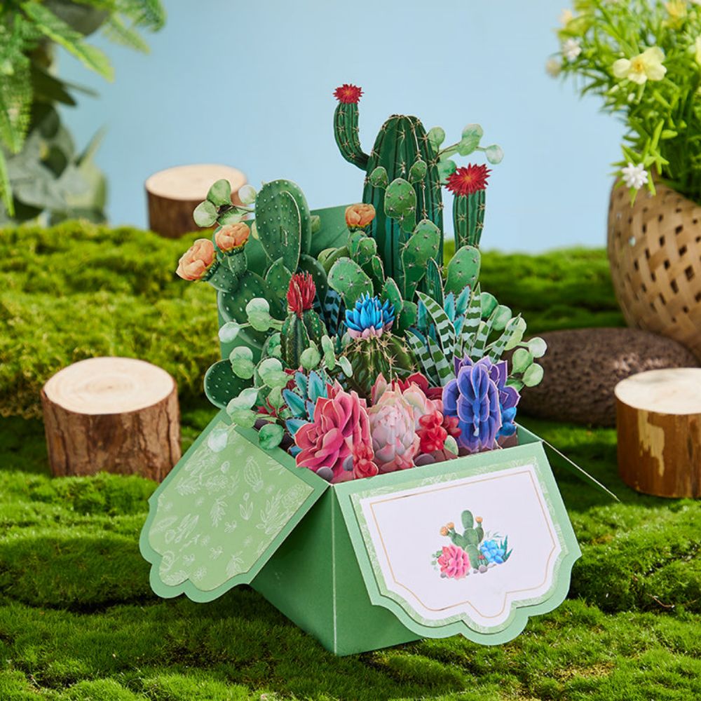 Cactus Pop Up Box Card Flower 3D Pop Up Greeting Card