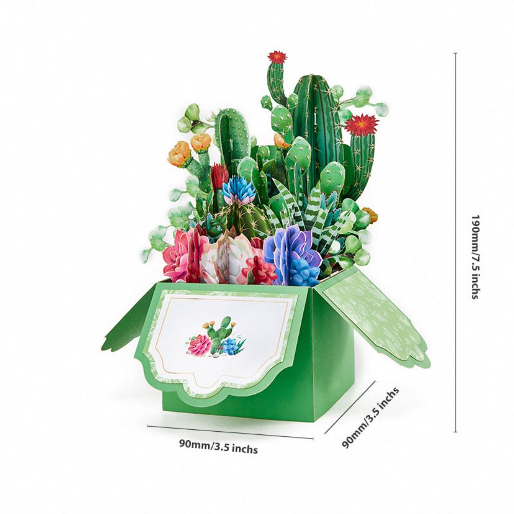 Cactus Pop Up Box Card Flower 3D Pop Up Greeting Card