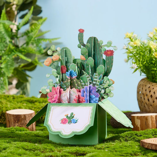 Cactus Pop Up Box Card Flower 3D Pop Up Greeting Card