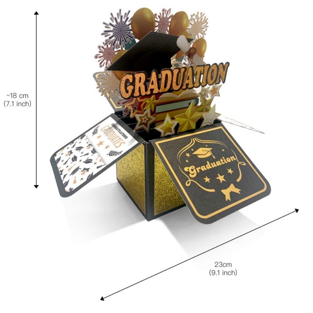 Happy Graduation 3D Pop Up Box Card Fireworks Greeting Card for Graduate