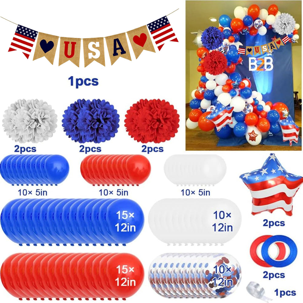 4th of July Balloons Kits Patriotic Independence Day Balloons Party Supplies