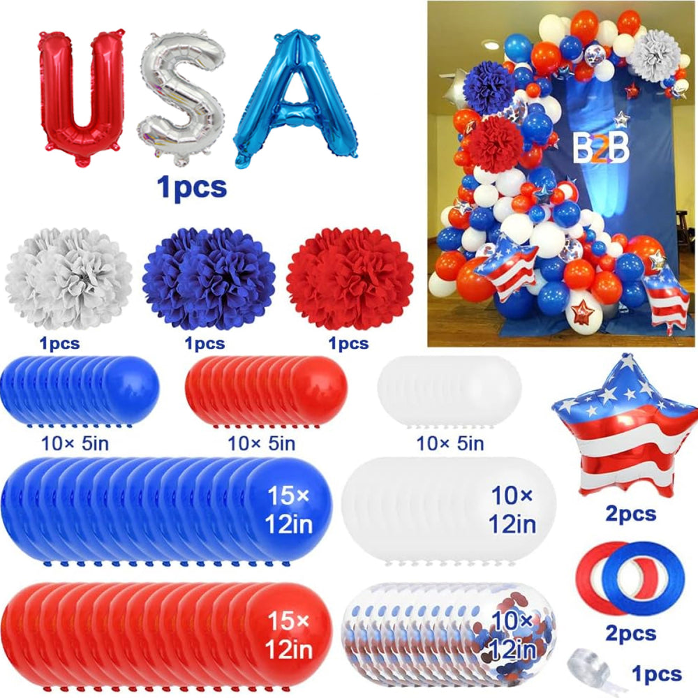 4th of July Balloons Kits Patriotic Independence Day Balloons Party Supplies