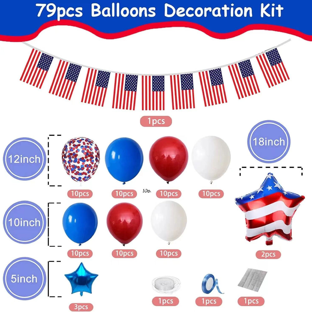 4th of July Foil Balloons Kits Patriotic Independence Day Balloons Party Supplies