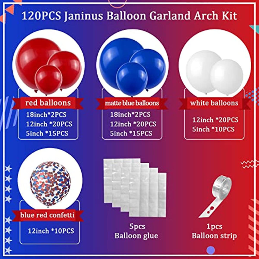 4th of July Latex Balloons Kits Patriotic Independence Day Balloons Party Supplies