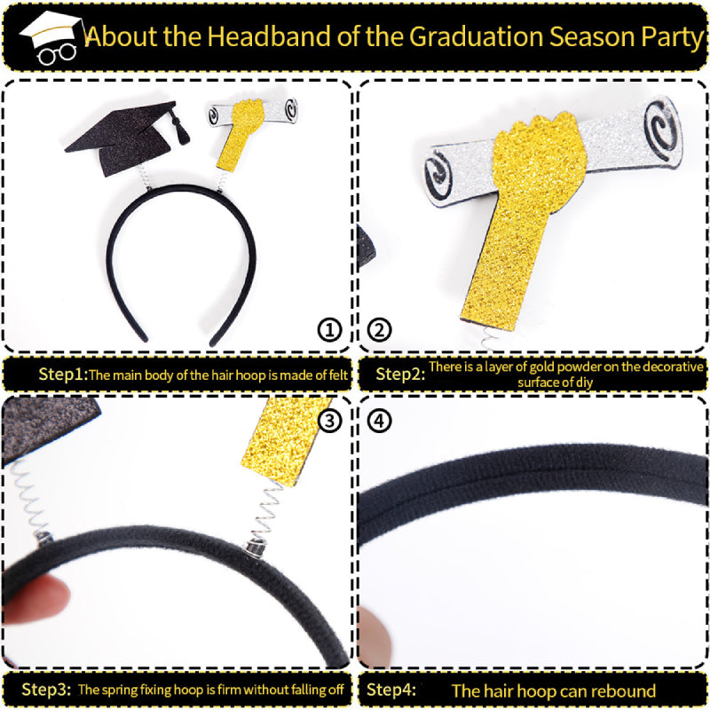 12 Pcs Graduation Hat Headband Graduation Party Decorations Graduation Photo Props Supplies