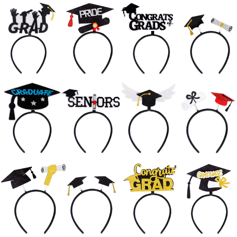 12 Pcs Graduation Hat Headband Graduation Party Decorations Graduation Photo Props Supplies