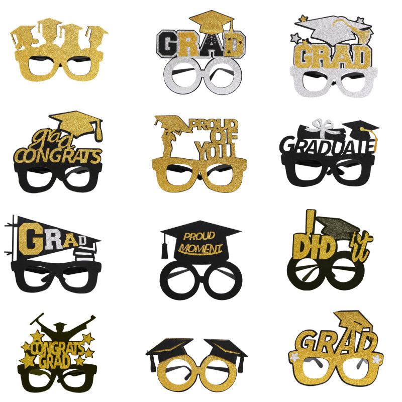 12 Pcs Funny Graduation Glasses Graduation Party Photo Booth Props Decoration Supplies