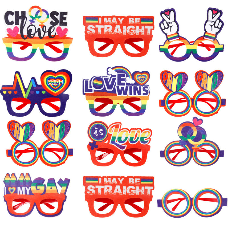 12 Pcs Rainbow Gay Pride Funny Glasses Lesbian LGBT Party Decorations Supplies