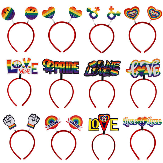 12 Pcs Rainbow Headwear Gay Pride Headband for LGBT Party Supplies Hair Accessories for Women Men