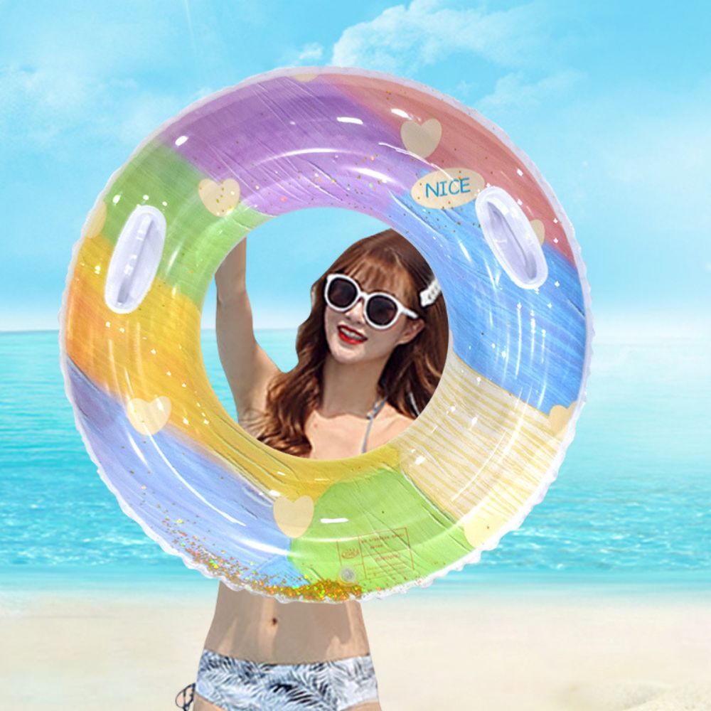 Inflatable Pool Floats Swim Tube Pool Toys Swimming Rings with Confetti Glitter for Swimming Pool Party Supplies