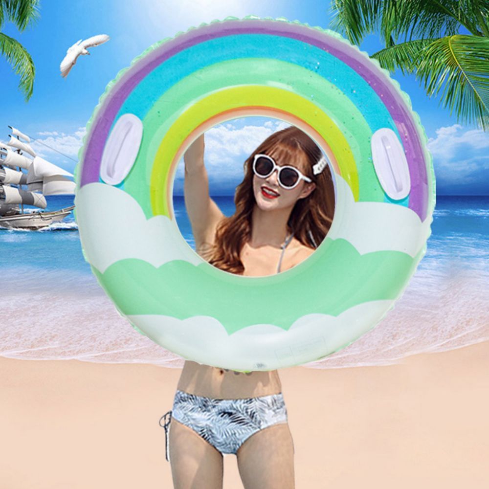 Inflatable Pool Floats Swim Tube Pool Toys Swimming Rings with Confetti Glitter for Swimming Pool Party Supplies