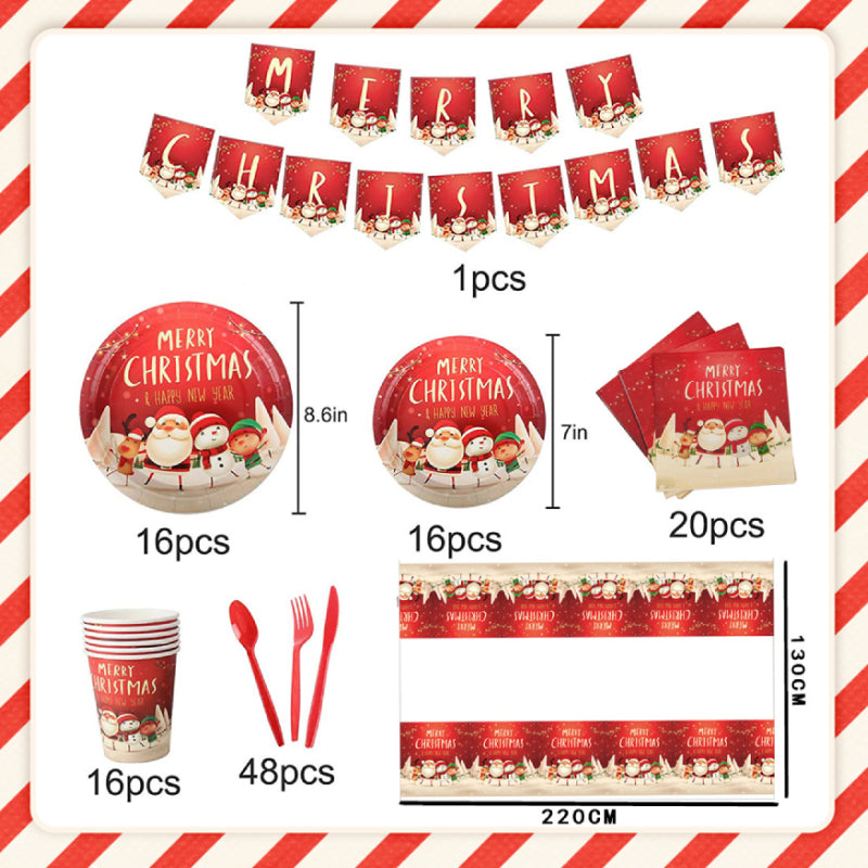 Christmas Party Disposable Dinnerware Set 118pcs Tableware Christmas Decorations Supplies