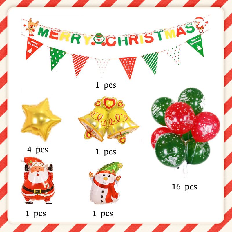 Christmas Balloons Set Merry Christmas Banner for Christmas Party Decorations Supplies