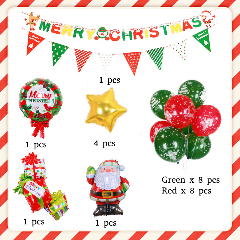 Christmas Balloons Set with Banner for Christmas Party Decorations Supplies