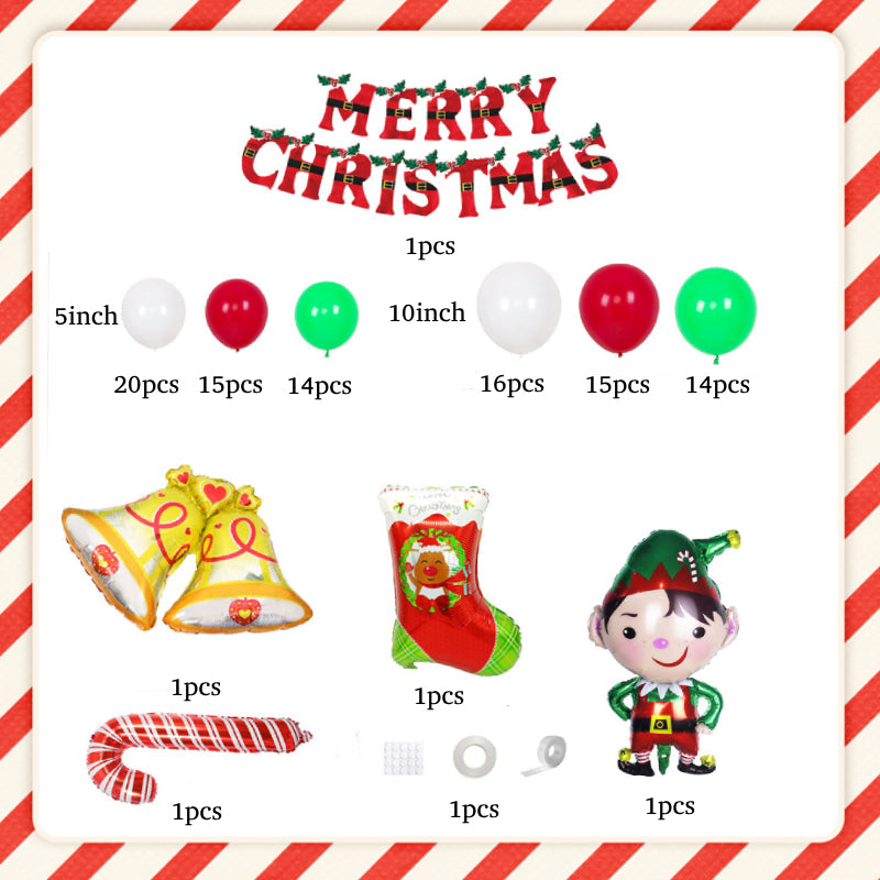 Christmas Party Balloons Set with Merry Banner for Christmas Decorations Supplies