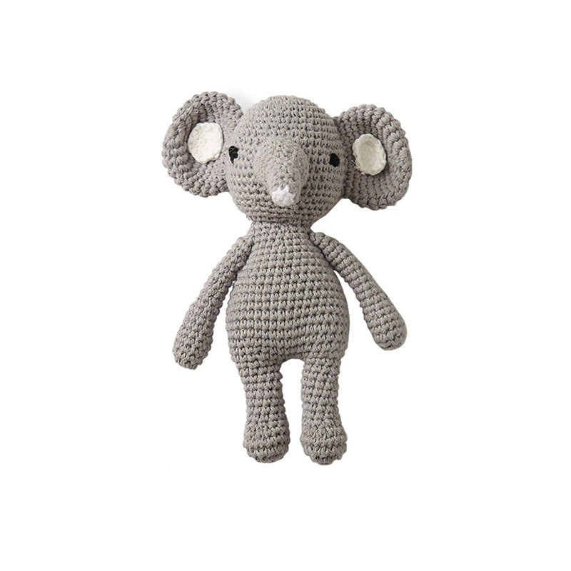 Knitted Dolls Toy Cute Animal Wooden Baby Rattle for Children's Educational Toy