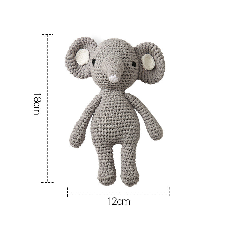 Knitted Dolls Toy Cute Animal Wooden Baby Rattle for Children's Educational Toy