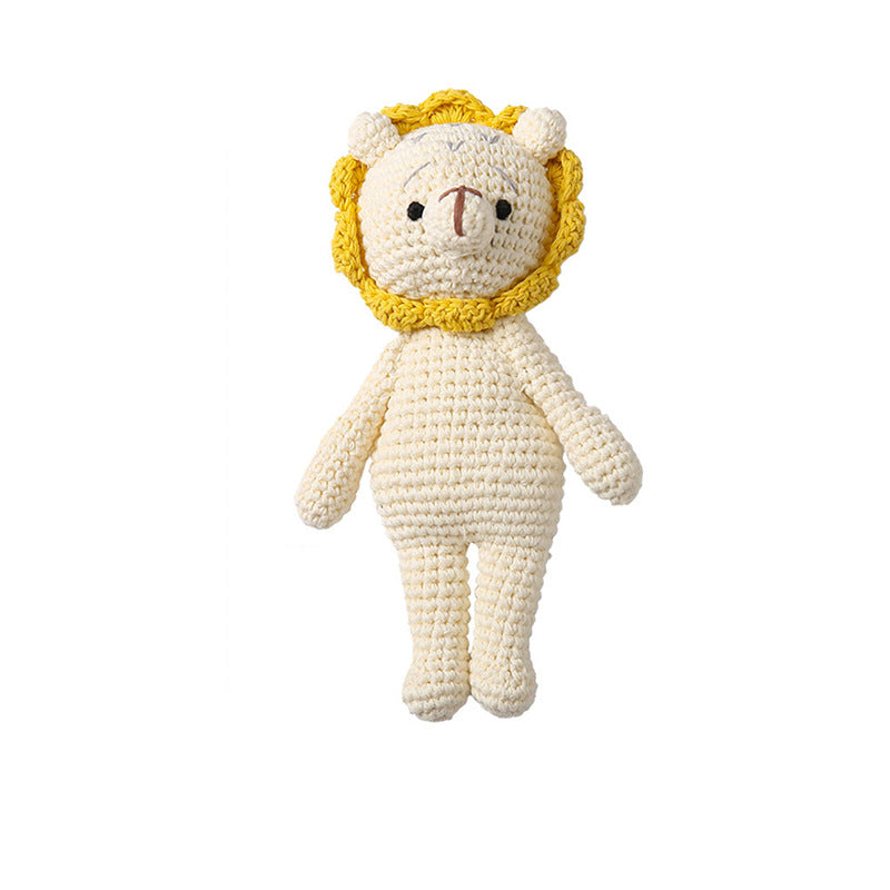 Knitted Dolls Toy Cute Animal Wooden Baby Rattle for Children's Educational Toy