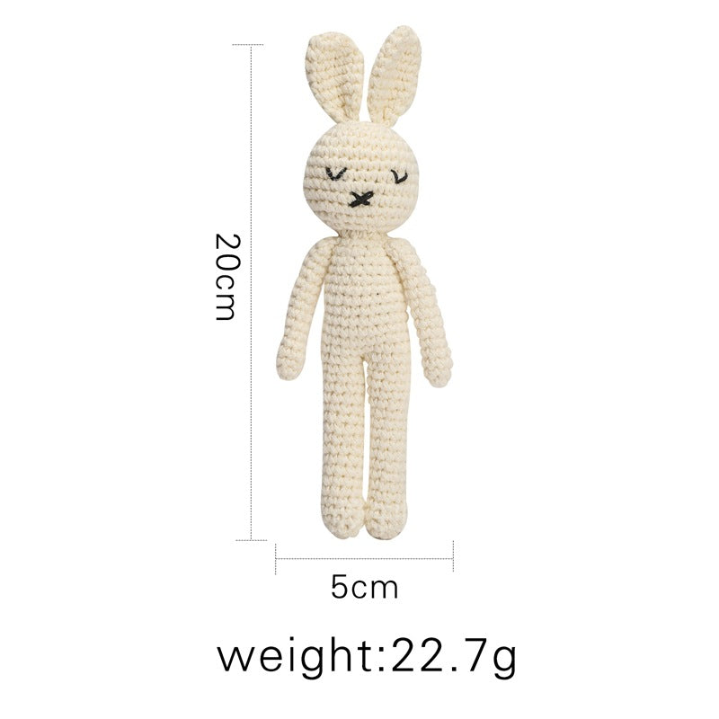 Knitted Dolls Toy Cute Animal Wooden Baby Rattle for Children's Educational Toy